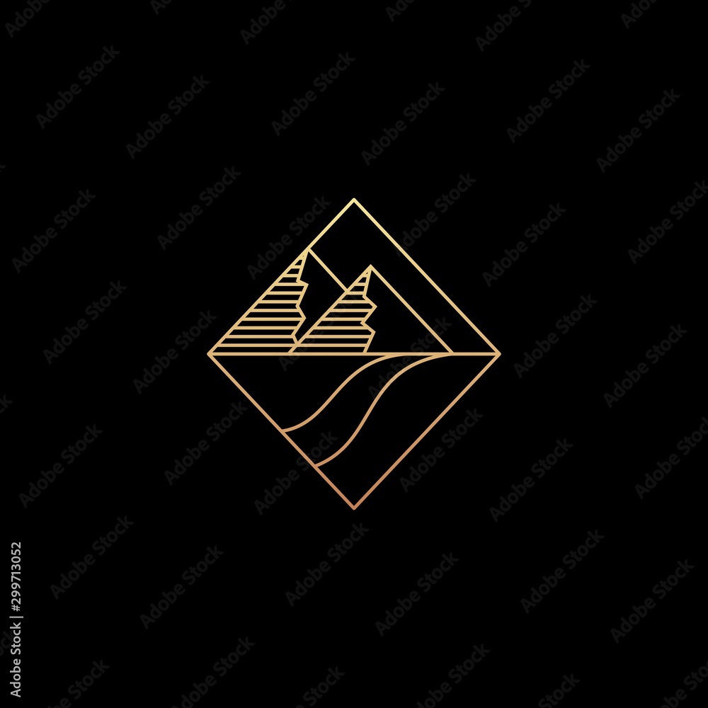 Line art icon of abstract shapes pyramid Illustration Vector Template ...