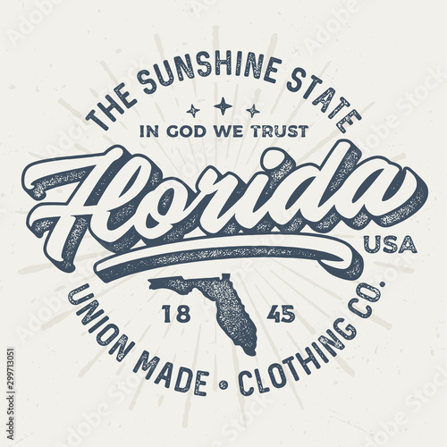 Sunshine State Florida - Aged Tee Design For Printing