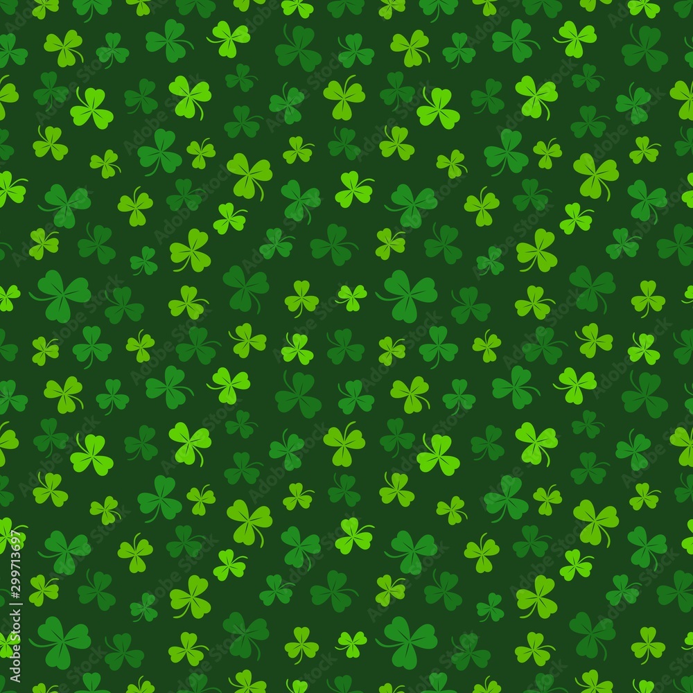 Green clover seamless pattern. St. Patrick's day background Green clover seamless pattern. St. Patrick's day background