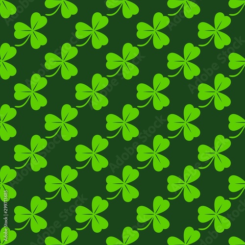 Green clover diagonal seamless pattern. St. Patrick's day background