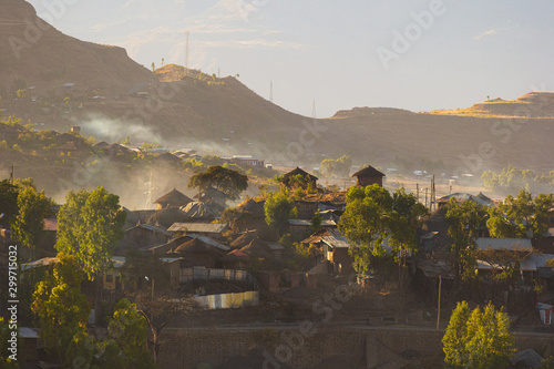 The town of Lalibela in the early morning hours, Ethiopia. photo