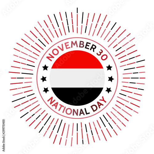 Yemen national day badge. South Yemen Declaration of independence from the United Kingdom in 1967. Celebrated on November 30. photo