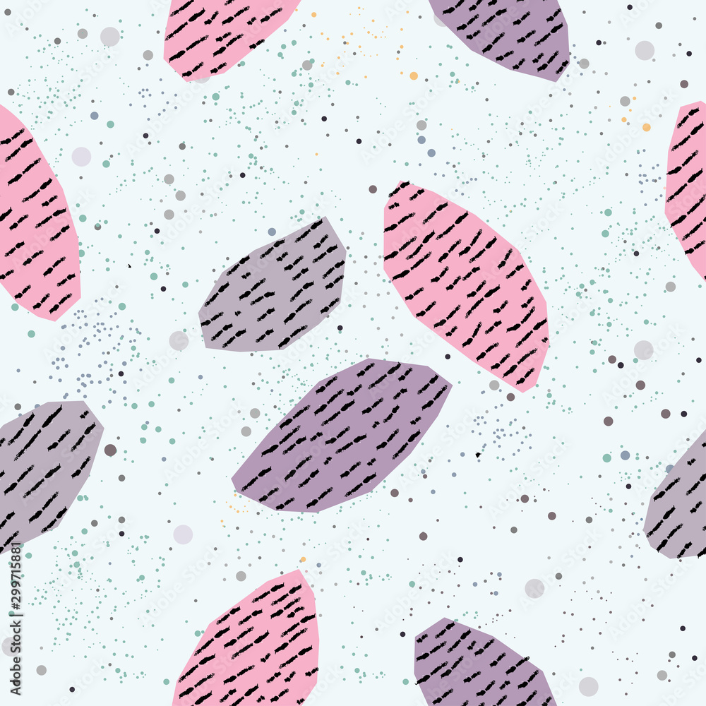 Hand Drawn Geometric Seamless Pattern on white with dots. Hand Drawn Geometric Seamless Pattern on white with dots.
