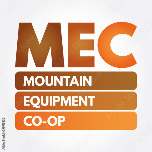 MEC - Mountain Equipment Co-Op acronym, concept background