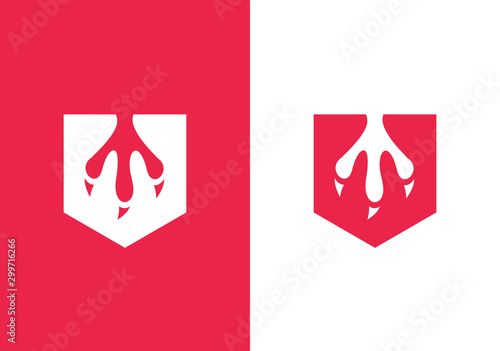 Bird claw and shield logo template, chicken paw icon design - Vector