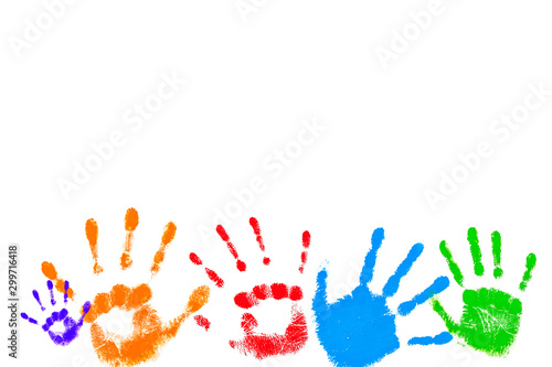 Colorful prints of children's palms