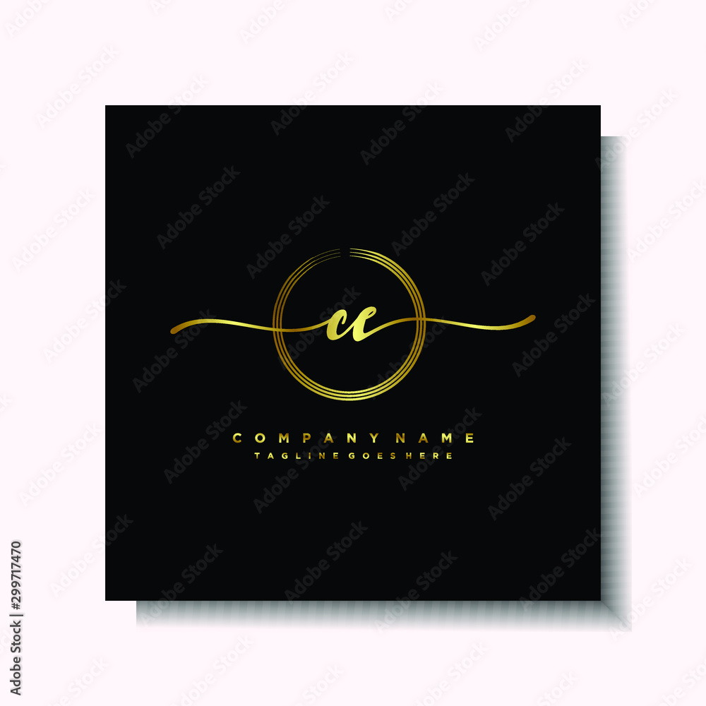 Initial CE Handwriting logo brush circle template is gold color. Handwriting logo minimalist Gold color luxury Initial CE Handwriting logo brush circle template is gold color. Handwriting logo minimalist Gold color luxury