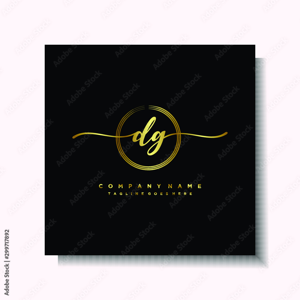 Initial DG Handwriting logo brush circle template is gold color. Handwriting logo minimalist Gold color luxury Initial DG Handwriting logo brush circle template is gold color. Handwriting logo minimalist Gold color luxury