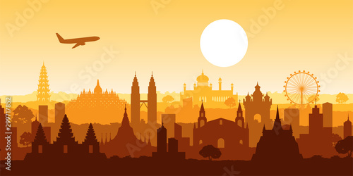 famous landmark of southeast Asia,travel destination,silhouette design
