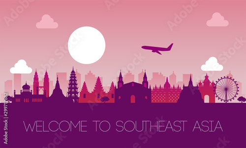 famous landmark of southeast Asia,travel destination,silhouette design