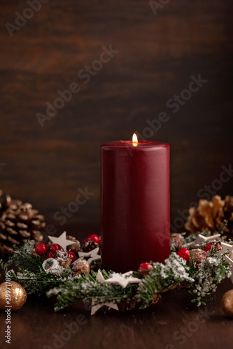 Festive christmas background with plastic free, natural decoration.