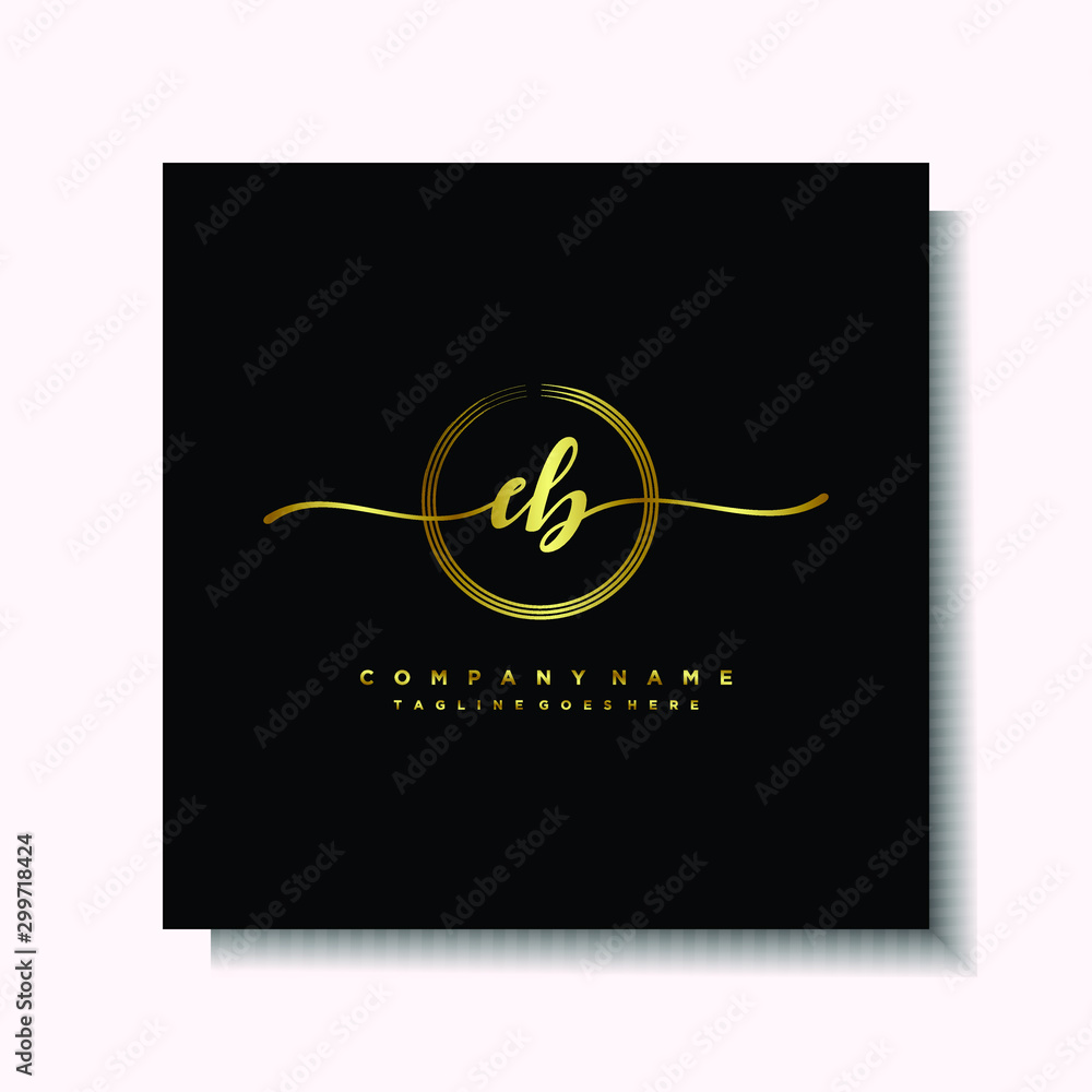 Initial EB Handwriting logo brush circle template is gold color. Handwriting logo minimalist Gold color luxury Initial EB Handwriting logo brush circle template is gold color. Handwriting logo minimalist Gold color luxury