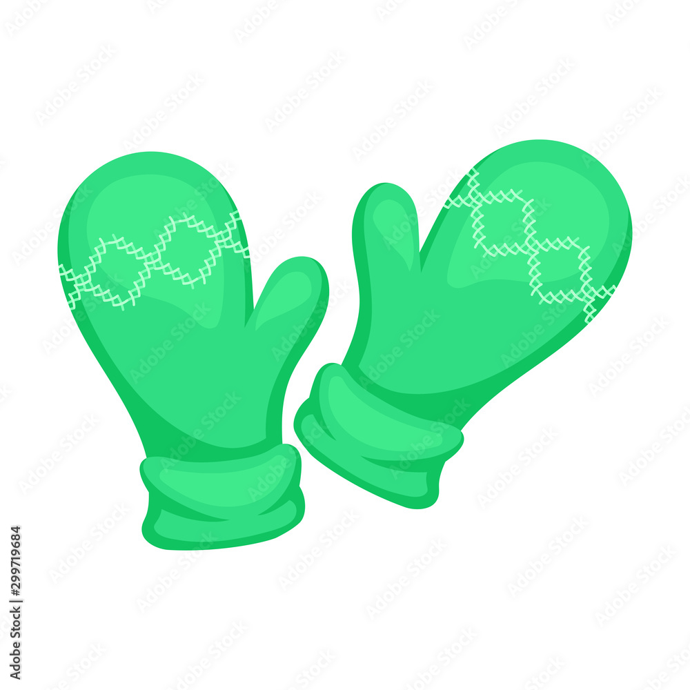 Warm green mittens. Vector illustration on a white background. Warm green mittens. Vector illustration on a white background.