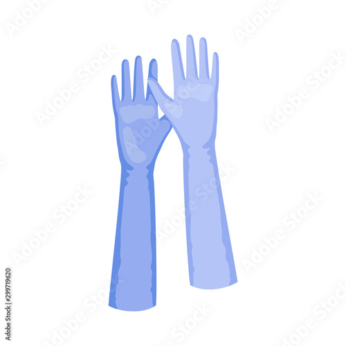 Long blue gloves. Vector illustration on a white background.