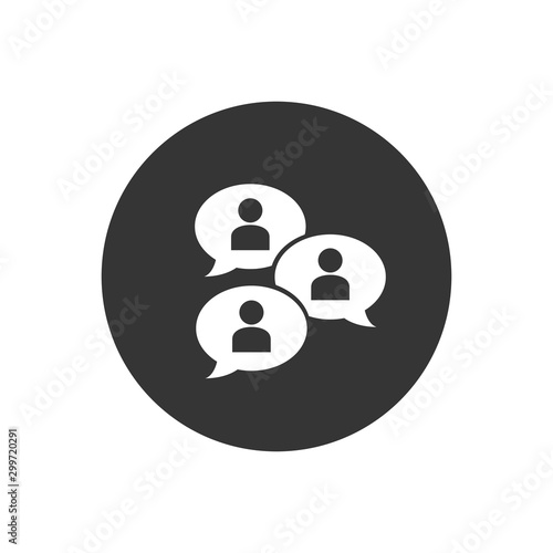 Group chat bubbles or forum discussion with multiple people chatting flat vector icon for apps and websites