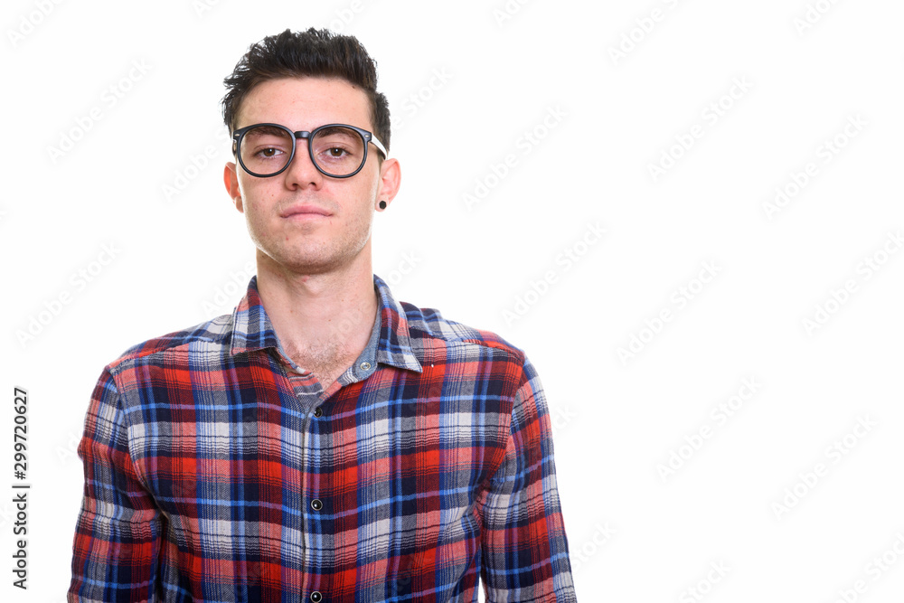 Portrait of young handsome hipster man with eyeglasses Portrait of young handsome hipster man with eyeglasses
