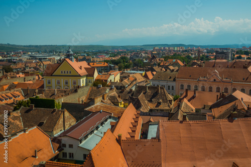Wallpaper Mural SIBIU, ROMANIA: Top view of the old town and the roofs of traditional houses. Torontodigital.ca