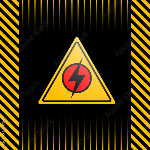 Black and yellow poster with a warning about a power outage. Vectron illustration.