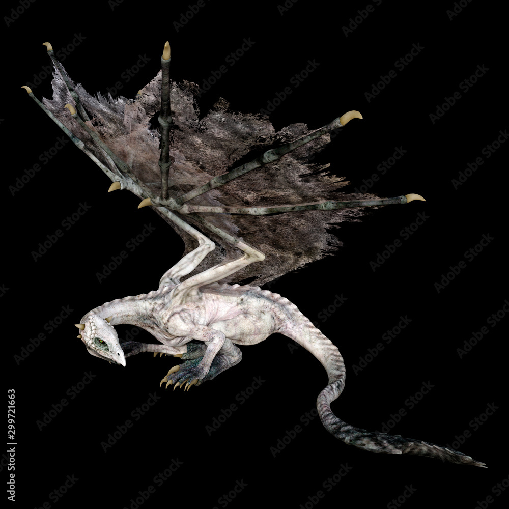 Fototapeta premium Renderowanie 3D Bajkowy smok na czarno