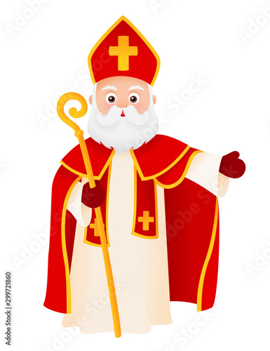 Obraz na płótnie Saint Nicholas cartoon character isolated on white