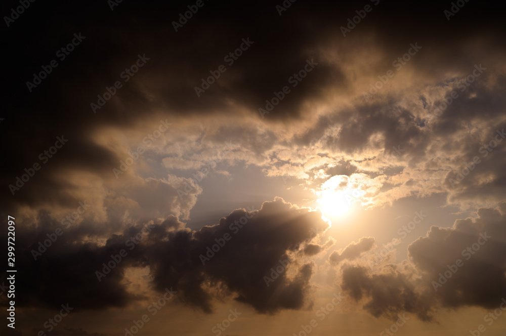 Dramatic sky with clouds. Nature background.