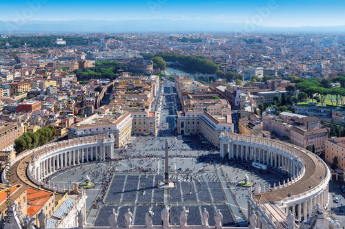 Saint Peter's Square in Vatican and Rome cityscape, Italy