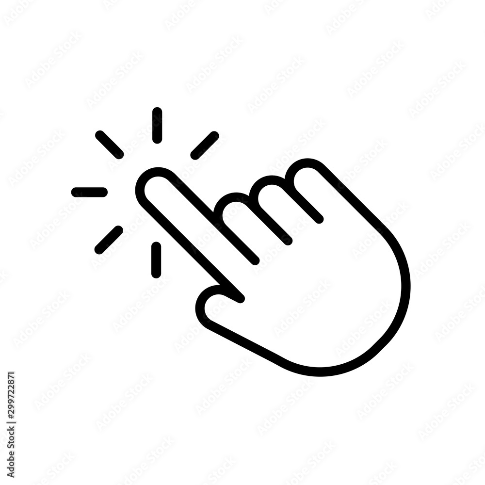 Hand click icon in trendy outline style design. Vector graphic illustration. click symbol for website design, logo, app, and ui Hand click icon in trendy outline style design. Vector graphic illustration. click symbol for website design, logo, app, and ui
