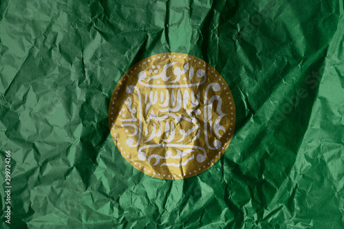 Rohingya flag painted on crumpled paper background