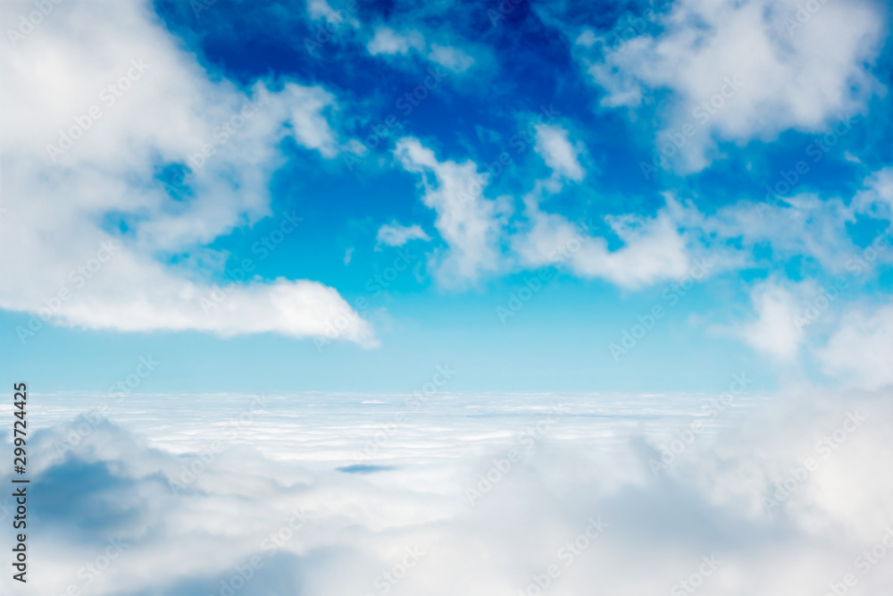 White clouds on the blue sky as nature background