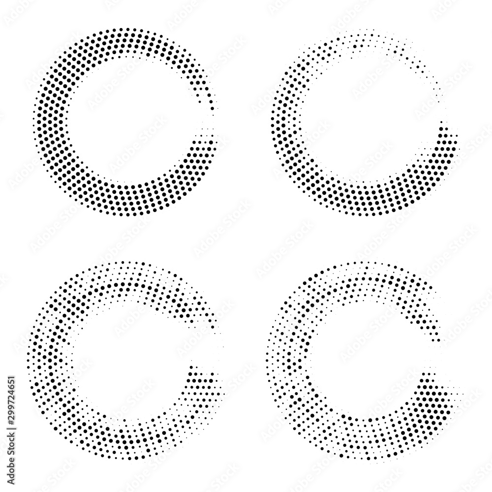 Halftone dots in circle form. Abstract Geometric shape. Graphic design element. Vector