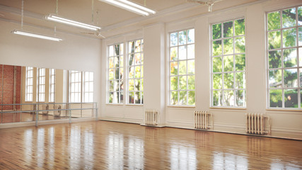 Acrylglasbilder Tanzschule Modernes Ballettstudio Interieur Illustration  © vipman4