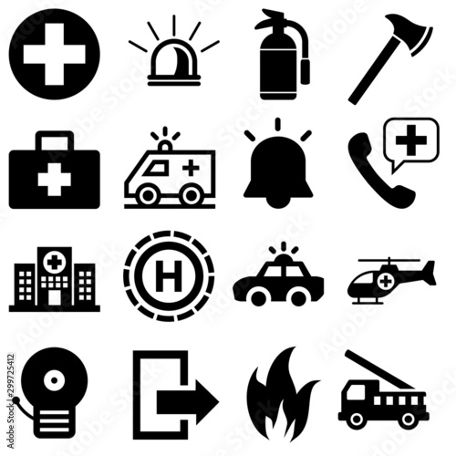 emergency icon vector set. Alarm illustration symbol collection. 