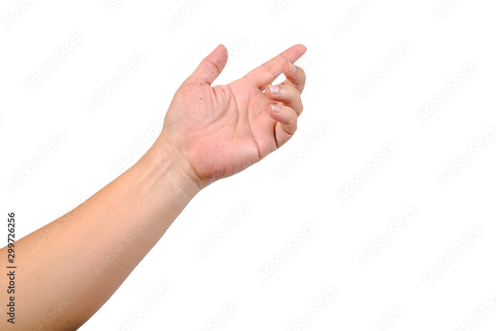 Close up hands to praying on white background.