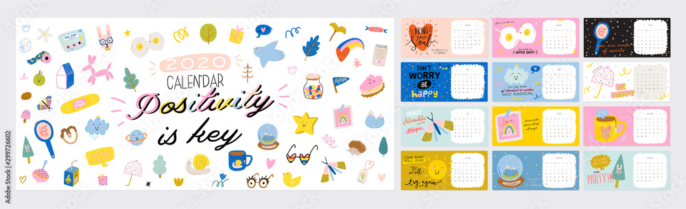 Happy Birthday wall calendar. 2020 Yearly Planner have all Months. Happy Birthday wall calendar. 2020 Yearly Planner have all Months.