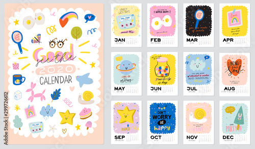 Happy Birthday wall calendar. 2020 Yearly Planner have all Months.