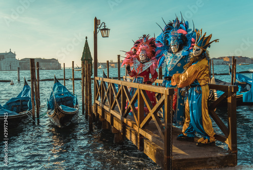 Fototapeta Colorful carnival masks at a traditional festival in Venice, Italy