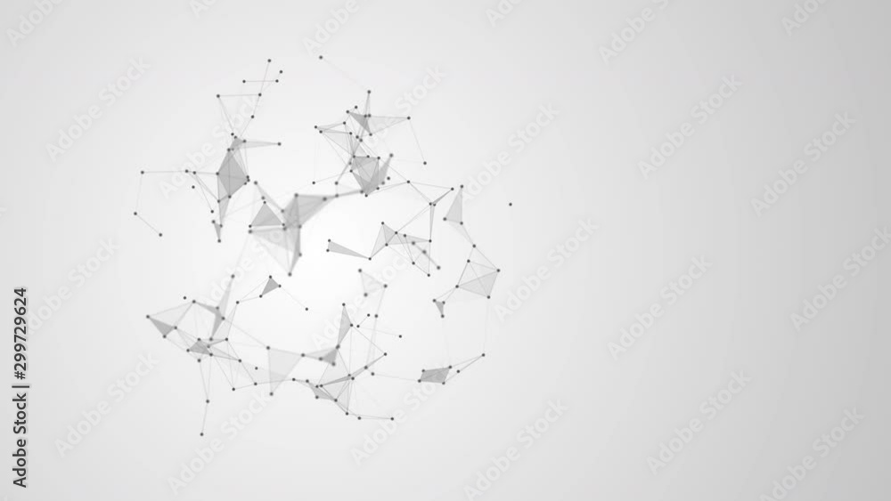 The polygonal ball is transformed, distorted. Display lines, points, edges, faces. Black and white background.4K. The motion design. A looped roller.