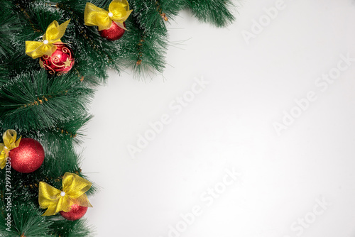 New year or Christmas tree frame on white background