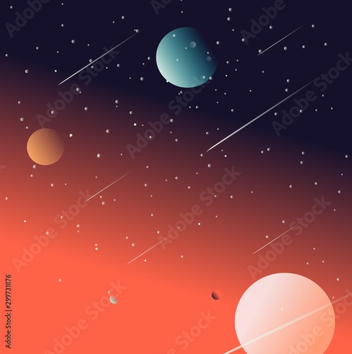 moon and stars in space