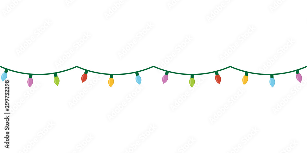 Christmas lights icon flat style