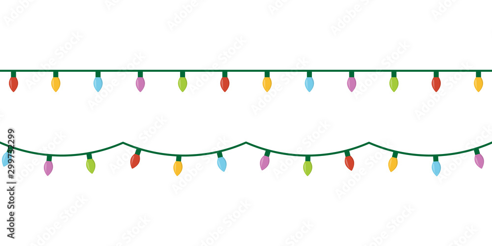 Christmas lights icon flat style