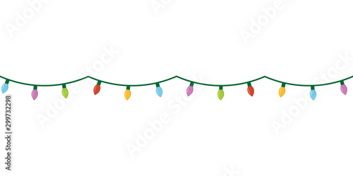 Christmas lights icon flat style