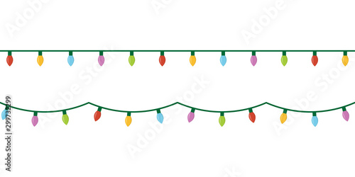 Christmas lights icon flat style