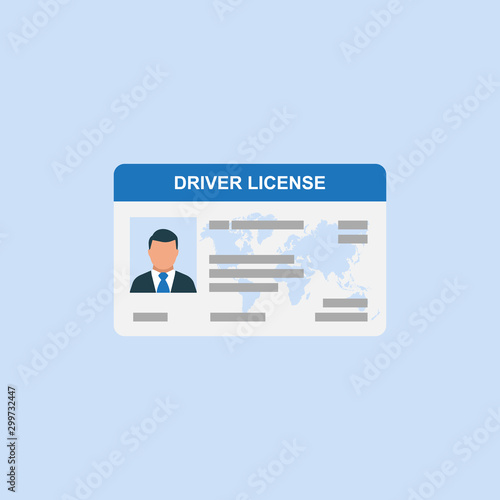 Driver license icon flat style