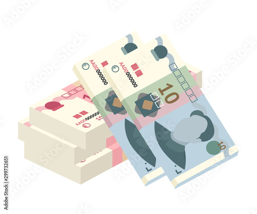 Chinese yuan banknote stack isolated on white