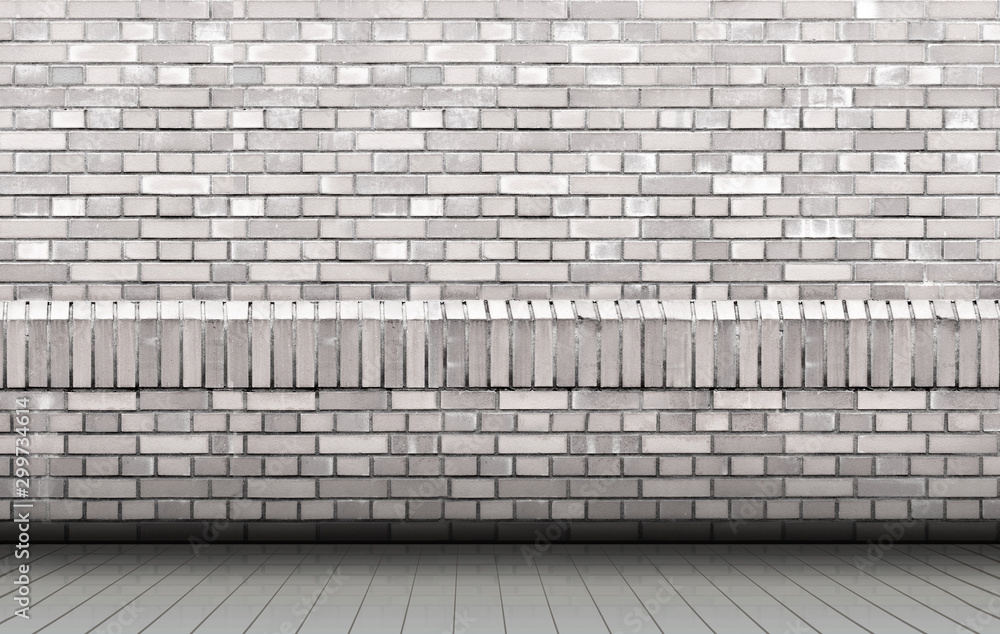 Obraz premium Gray brick wall of an old building. wooden light floor