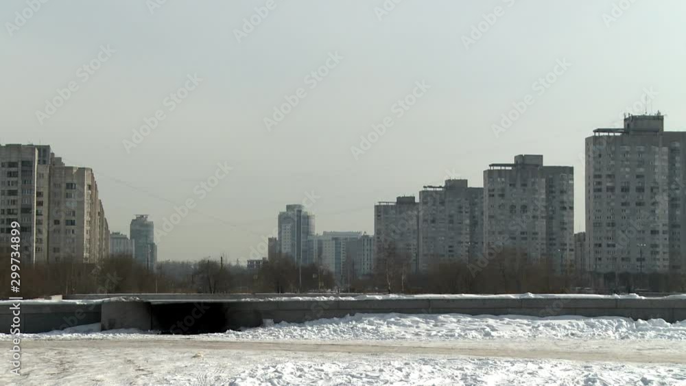 Panoramic view of multi-storey buildings in winter Panoramic view of multi-storey buildings in winter