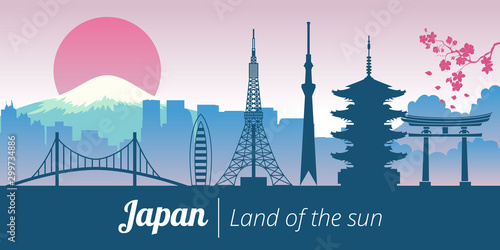 Japan Tokyo kyoto landmark tower landscape vector graphic design