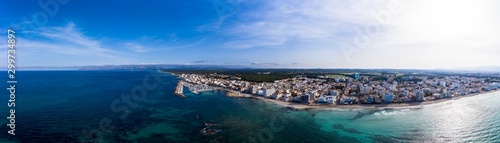 Aerial views, Can Picafort, bay and harbor, Mallorca, Balearic Islands, Spain © David Brown