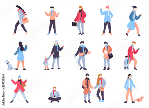 Pack of winter people illustrations EPS10.Vector
